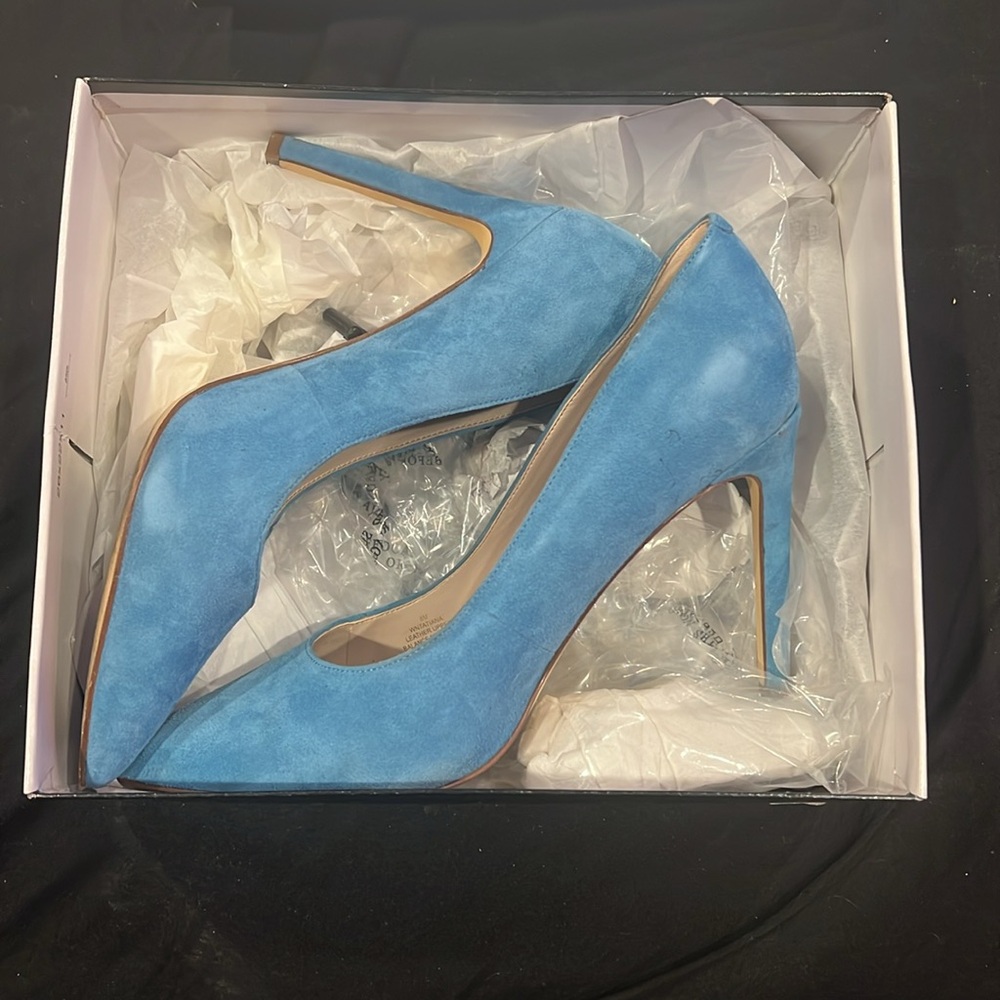 Nine West Tatiana Light Blue Suede Heels